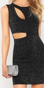 Cut off detail glitter dress